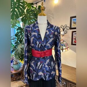 Escada Blue and Red Floral Blazer